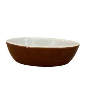Brown Au gratin Oval Baking Dish Pottery Stoneware Oven Safe Vintage Hall 705